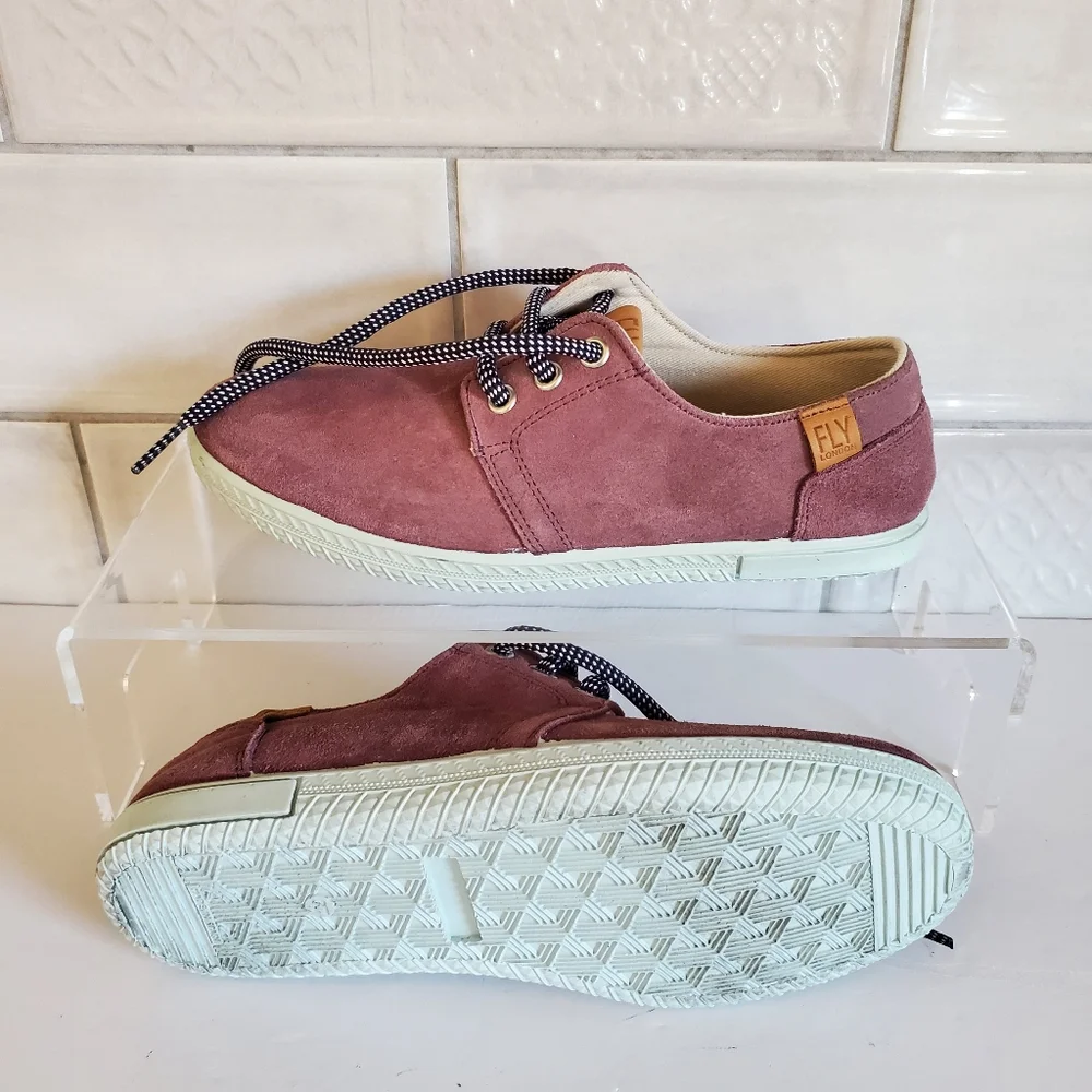 Fly London 37 Plum Suede Lace Up Fashion Sneakers Old Money Academia Eclectic
